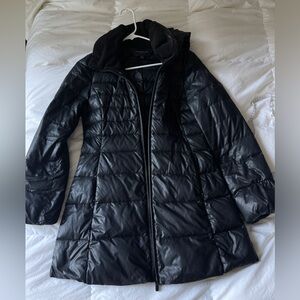 Andrew Marc New York Black Puffer Coat Jacket Women, Removable Hood, Small